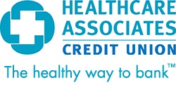 The logo for Healthcare Associates Credit Union. The tagline reads: "The healthy way to bank."